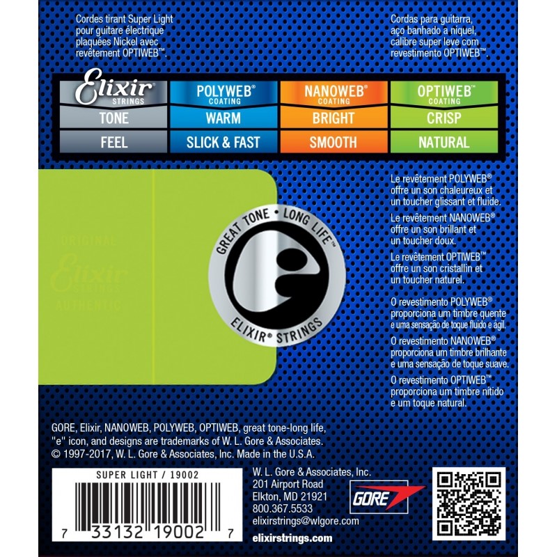 Elixir 19002 鎳鋼optiweb無敵薄膜(09~42)