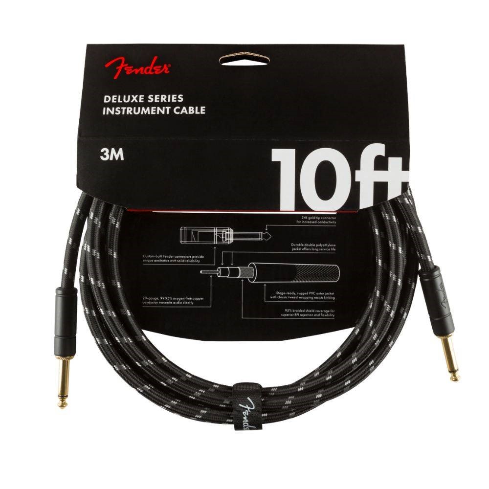Fender Deluxe Series Tweed Instrument Cables - Black Tweed S/S 吉他導線