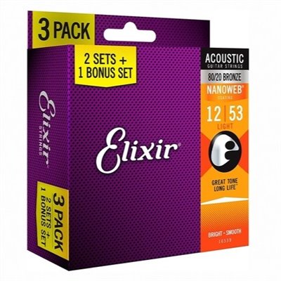 Elixir 3包裝 16539 黃銅 NANO 超薄膜(12~53)
