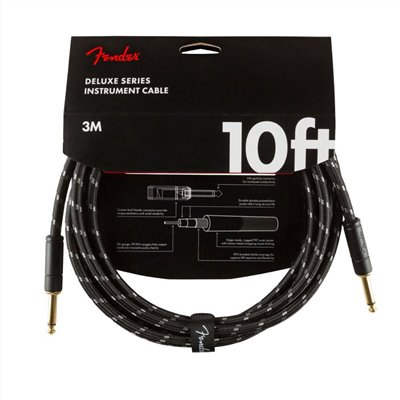 Fender Deluxe Series Tweed Instrument Cables - Black Tweed S/S 吉他導線