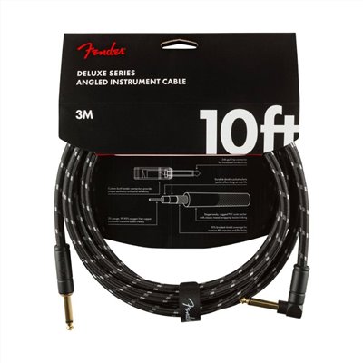 Fender Deluxe Series Tweed Instrument Cables - Black Tweed S/A 吉他導線