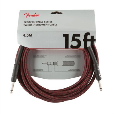 Fender Professional Series Tweed Instrument Cables 15 FT  Red Tweed 吉他導線  